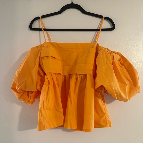 NWT Jonathan Simkhai Tala Puff Sleeve Poplin Top - Picture 2 of 11